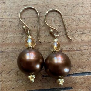 14k gold filled , Bronze shell pearl, Citrine .